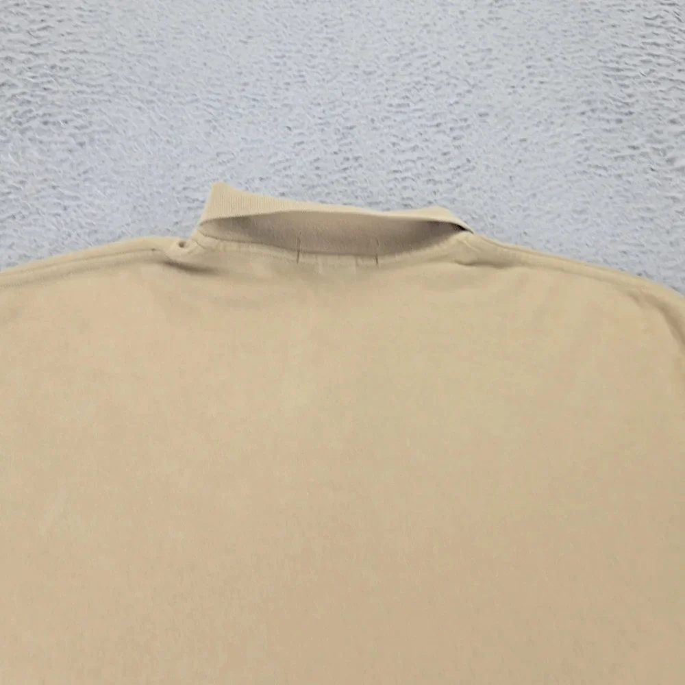 Polo By Ralph Lauren Shirt Mens Large Tan Vintage USA‎ Short Sleeve Blue Pony